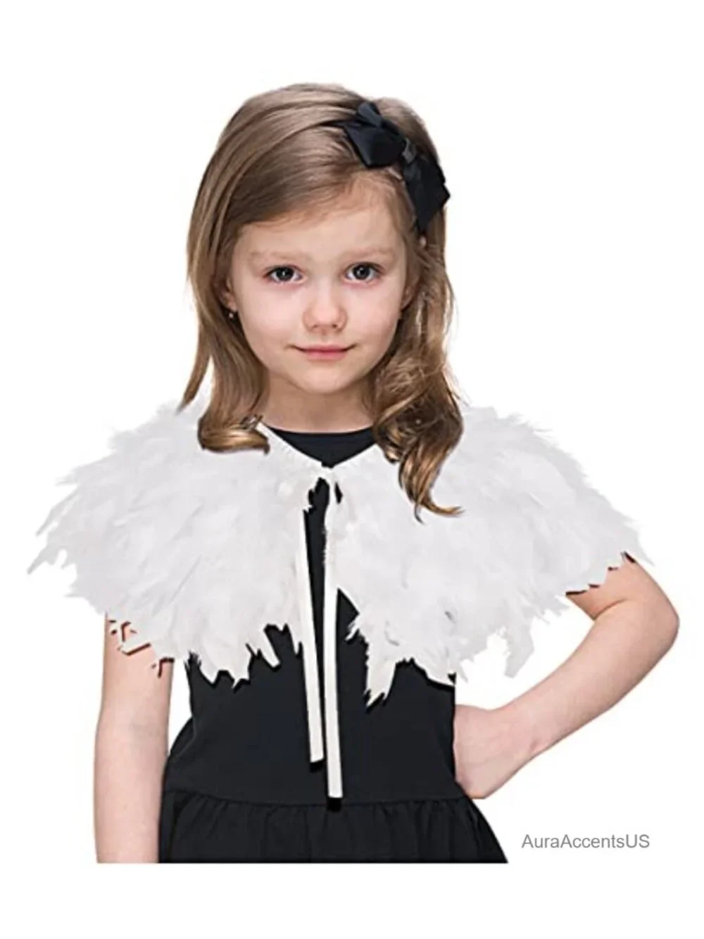 Kids Real Feather Cape Shawl Costume Accessory Halloween Dress Up Party